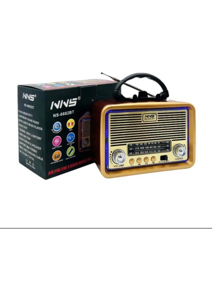 NS-6682 USB / Tf Kart / Fm Retro Taşınabilir Bluetooth Hoparlör