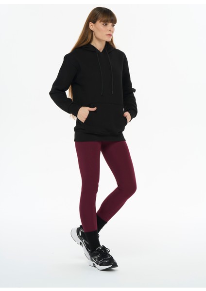 Kadın Pamuklu Içi Polarlı Kapüşonlu Siyah Sweatshirt modelleri