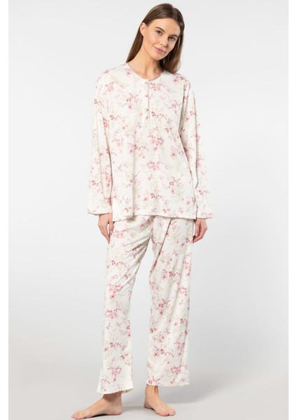 Çiçek Desenli Patlı Battal Uzun Kollu Pijama Takımı 3388/DESEN 2