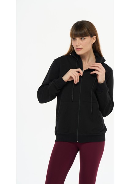 Kadın Pamuklu Kapüşonlu Fermuarlı Sweatshirt modelleri