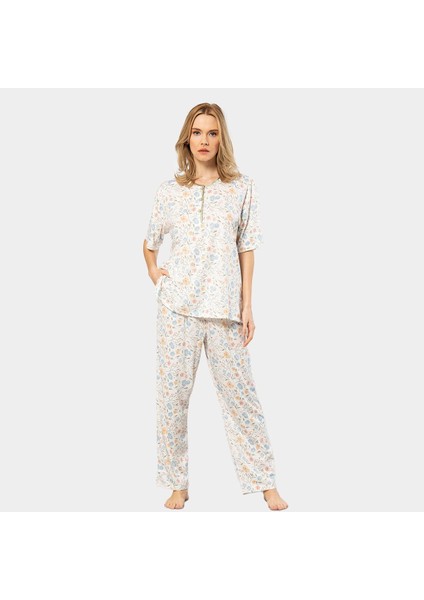 Çiçek Desenli Patlı Battal Kısa Kollu Pijama Takımı 3387/DESEN 1 fiyatları