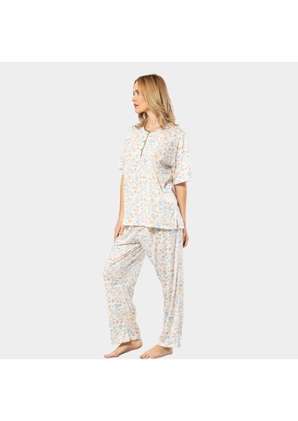 Çiçek Desenli Patlı Battal Kısa Kollu Pijama Takımı 3387/DESEN 1 modelleri