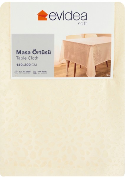 Soft Floral Devore Masa Örtüsü - Beyaz - 140X200 cm