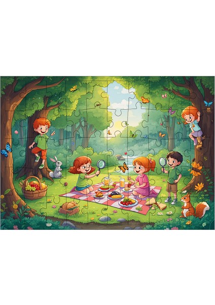 Ahşap Mdf Puzzle Yapboz Ormanda Piknik 50 Parça 35*50 cm