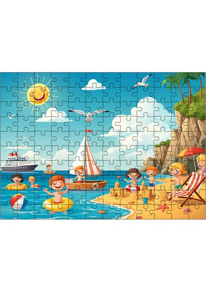 Ahşap Mdf Puzzle Yapboz Yaz Neşesi Sahil 120 Parça 25*35 cm