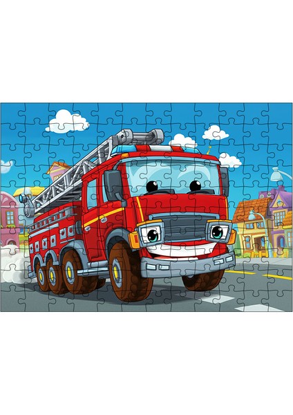 Ahşap Mdf Puzzle Yapboz Renkli Itfaiye Ekibi 120 Parça 25*35 cm