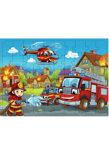 Ahşap Mdf Puzzle Yapboz Itfaiyenin Kahramanları 50 Parça 35*50 cm