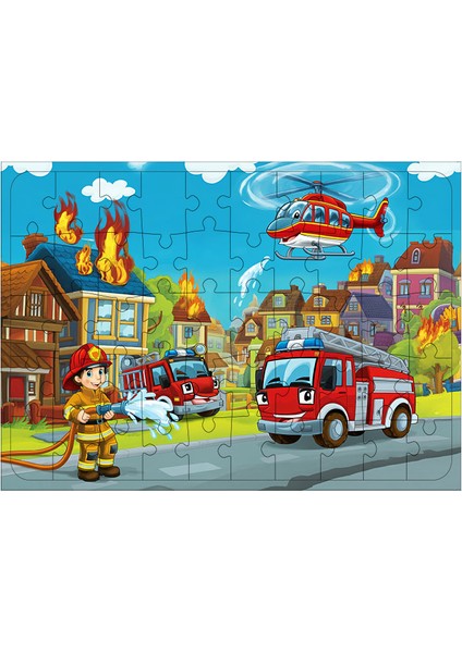 Ahşap Mdf Puzzle Yapboz Itfaiye Görevi Heyecanı 50 Parça 35*50 cm