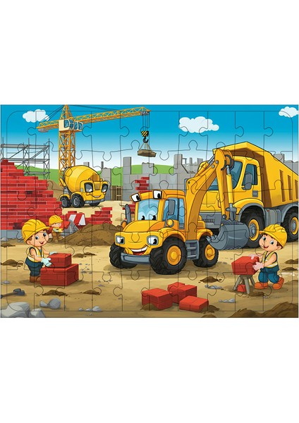 Ahşap Mdf Puzzle Yapboz Şantiye ve Kepçe 50 Parça 35*50 cm