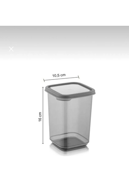 Mina 24'lü 48 Parça Set Etiketli Büyük Boy Kare Erzak Saklama Kabı Seti Antrasit 24 x 1.10 Lt