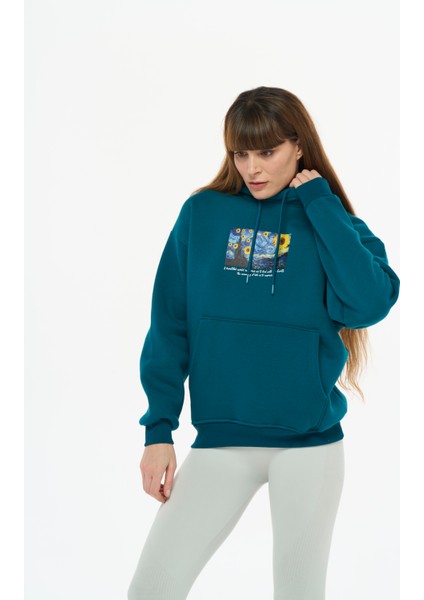Kadın Pamuklu Içi Polarlı Kapüşonlu Sweatshirt