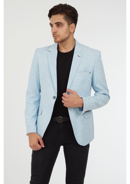 5110 Dar Kalıp Yarım Astarlı Indigo Erkek Blazer Ceket modelleri