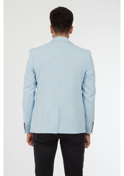 5110 Dar Kalıp Yarım Astarlı Indigo Erkek Blazer Ceket fırsatları