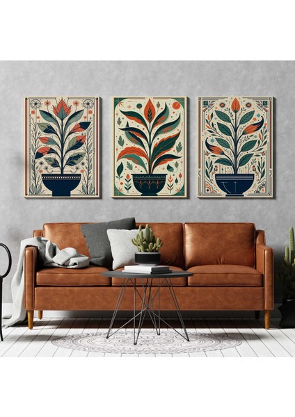 Matisse - Boho - Art Deco - Soyut - Doğa ( 3 Lü Çerçevesiz ) Poster - Afiş - Tablo KR2C00015/