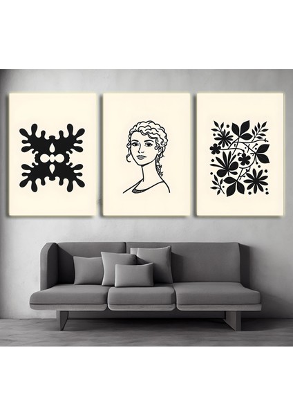 Matisse - Boho - Art Deco - Soyut - Doğa ( 3 Lü Çerçevesiz ) Poster - Afiş - Tablo KR2C00306/
