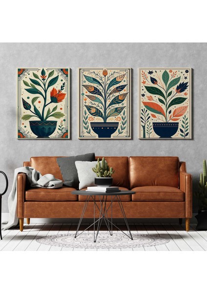 Matisse - Boho - Art Deco - Soyut - Doğa ( 3 Lü Çerçevesiz ) Poster - Afiş - Tablo KR2C00022/