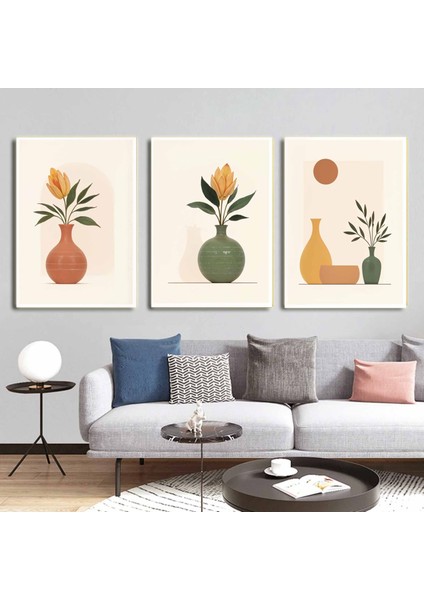Matisse - Boho - Art Deco - Soyut - Doğa ( 3 Lü Çerçevesiz ) Poster - Afiş - Tablo KR2C00084/