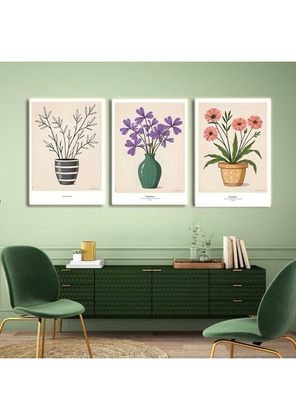 Matisse - Boho - Art Deco - Soyut - Doğa ( 3 Lü Çerçevesiz ) Poster - Afiş - Tablo KR2C00283/