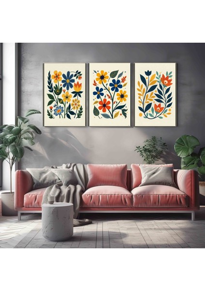 Matisse - Boho - Art Deco - Soyut - Doğa ( 3 Lü Çerçevesiz ) Poster - Afiş - Tablo KR2C00666/