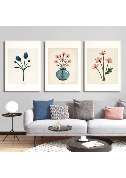 Matisse - Boho - Art Deco - Soyut - Doğa ( 3 Lü Çerçevesiz ) Poster - Afiş - Tablo KR2C00114/