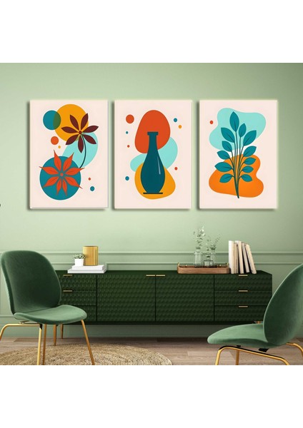 Matisse - Boho - Art Deco - Soyut - Doğa ( 3 Lü Çerçevesiz ) Poster - Afiş - Tablo KR2C00269/