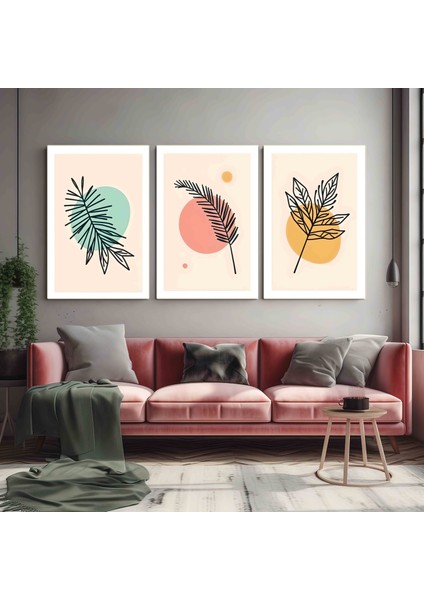 Matisse - Boho - Art Deco - Soyut - Doğa ( 3 Lü Çerçevesiz ) Poster - Afiş - Tablo KR2C00135/