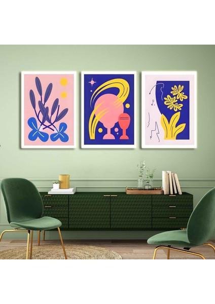 Matisse - Boho - Art Deco - Soyut - Doğa ( 3 Lü Çerçevesiz ) Poster - Afiş - Tablo KR2C00720/
