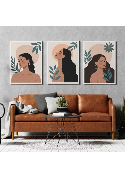 Matisse - Boho - Art Deco - Soyut - Doğa ( 3 Lü Çerçevesiz ) Poster - Afiş - Tablo KR2C00016/