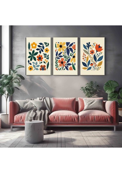 Matisse - Boho - Art Deco - Soyut - Doğa ( 3 Lü Çerçevesiz ) Poster - Afiş - Tablo KR2C00670/