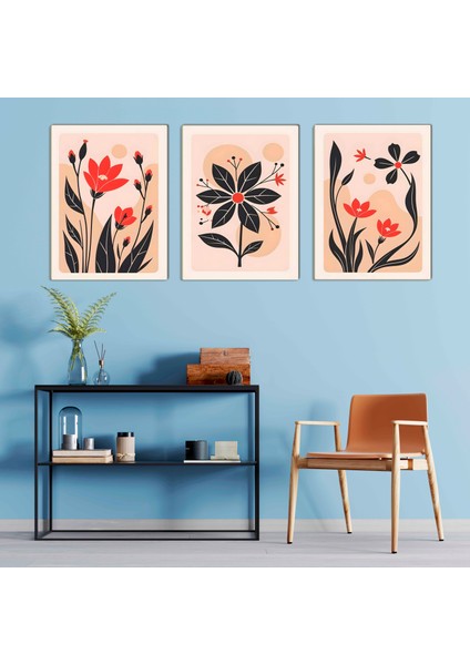 Matisse - Boho - Art Deco - Soyut - Doğa ( 3 Lü Çerçevesiz ) Poster - Afiş - Tablo KR2C00775/