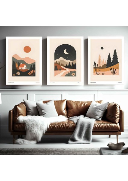 Matisse - Boho - Art Deco - Soyut - Doğa ( 3 Lü Çerçevesiz ) Poster - Afiş - Tablo KR2C00200/