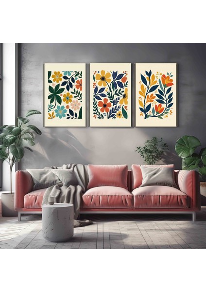 Matisse - Boho - Art Deco - Soyut - Doğa ( 3 Lü Çerçevesiz ) Poster - Afiş - Tablo KR2C00675/