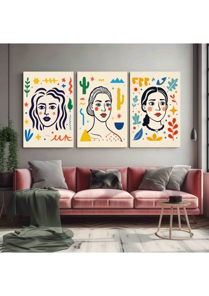 Matisse - Boho - Art Deco - Soyut - Doğa ( 3 Lü Çerçevesiz ) Poster - Afiş - Tablo KR2C00676/
