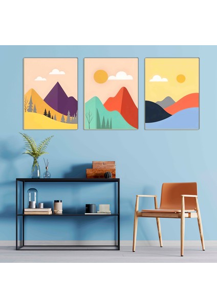Matisse - Boho - Art Deco - Soyut - Doğa ( 3 Lü Çerçevesiz ) Poster - Afiş - Tablo KR2C00770/