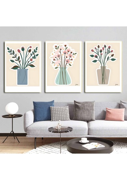 Matisse - Boho - Art Deco - Soyut - Doğa ( 3 Lü Çerçevesiz ) Poster - Afiş - Tablo KR2C00115/