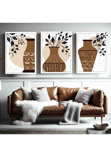 Matisse - Boho - Art Deco - Soyut - Doğa ( 3 Lü Çerçevesiz ) Poster - Afiş - Tablo KR2C00187/