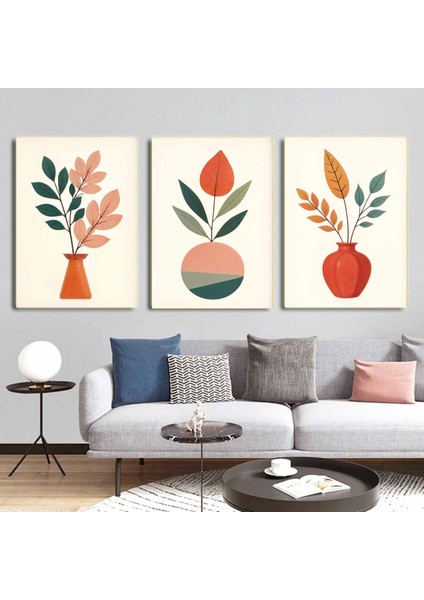 Matisse - Boho - Art Deco - Soyut - Doğa ( 3 Lü Çerçevesiz ) Poster - Afiş - Tablo KR2C00101/