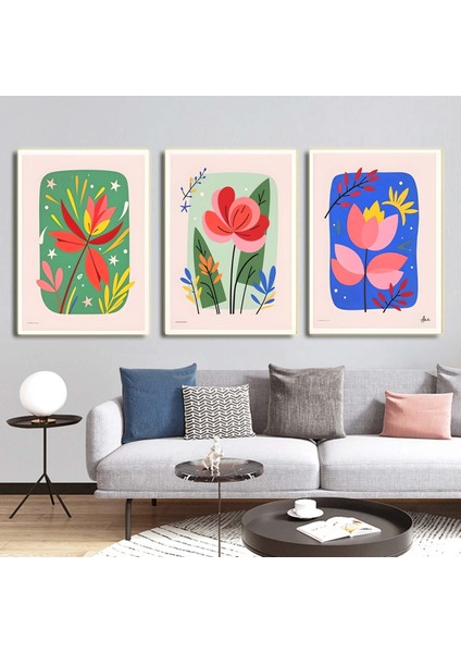 Matisse - Boho - Art Deco - Soyut - Doğa ( 3 Lü Çerçevesiz ) Poster - Afiş - Tablo KR2C00707/