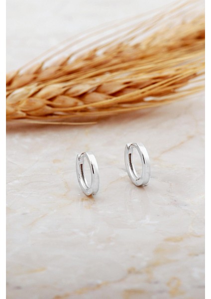 12 mm Taşsız Rodyumlu Gümüş Halka Küpe 7143