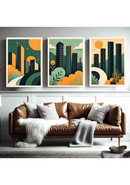 Matisse - Boho - Art Deco - Soyut - Doğa ( 3 Lü Çerçevesiz ) Poster - Afiş - Tablo KR2C00149/
