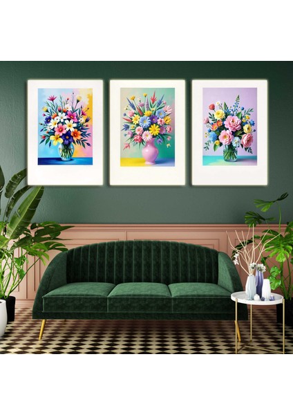 Matisse - Boho - Art Deco - Soyut - Doğa ( 3 Lü Çerçevesiz ) Poster - Afiş - Tablo KR2C00658/