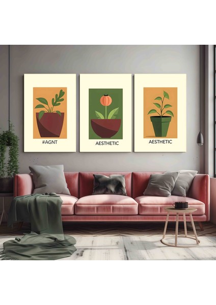Matisse - Boho - Art Deco - Soyut - Doğa ( 3 Lü Çerçevesiz ) Poster - Afiş - Tablo KR2C00689/