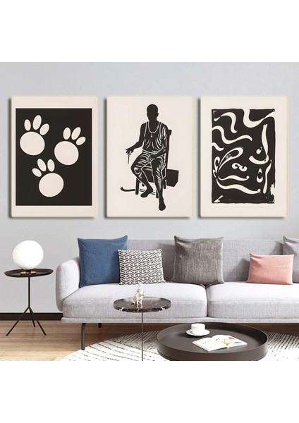 Matisse - Boho - Art Deco - Soyut - Doğa ( 3 Lü Çerçevesiz ) Poster - Afiş - Tablo KR2C00705/