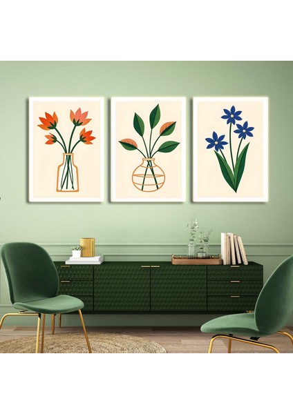 Matisse - Boho - Art Deco - Soyut - Doğa ( 3 Lü Çerçevesiz ) Poster - Afiş - Tablo KR2C00286/
