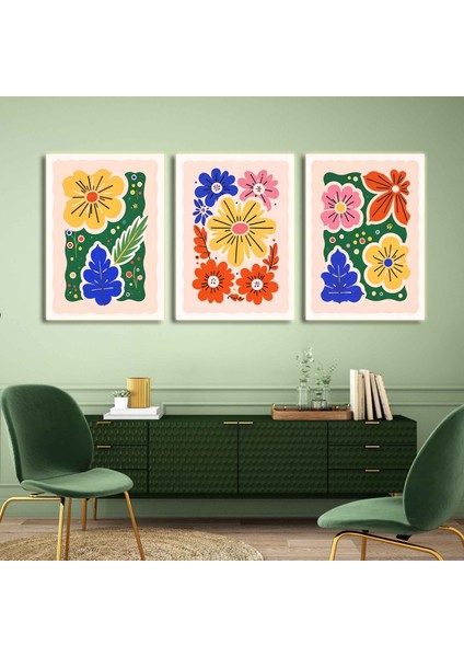 Matisse - Boho - Art Deco - Soyut - Doğa ( 3 Lü Çerçevesiz ) Poster - Afiş - Tablo KR2C00716/