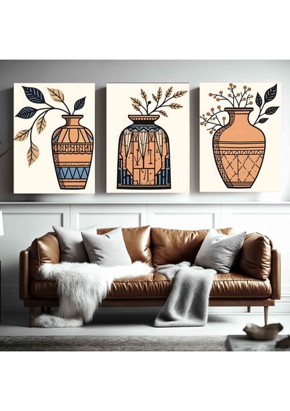Matisse - Boho - Art Deco - Soyut - Doğa ( 3 Lü Çerçevesiz ) Poster - Afiş - Tablo KR2C00188/