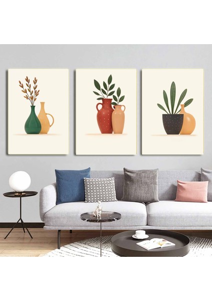 Matisse - Boho - Art Deco - Soyut - Doğa ( 3 Lü Çerçevesiz ) Poster - Afiş - Tablo KR2C00086/