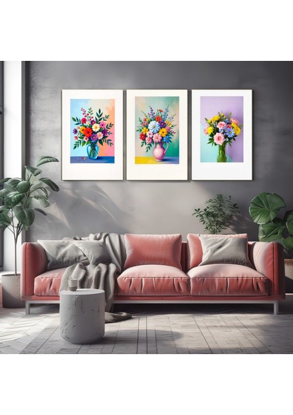 Matisse - Boho - Art Deco - Soyut - Doğa ( 3 Lü Çerçevesiz ) Poster - Afiş - Tablo KR2C00661/