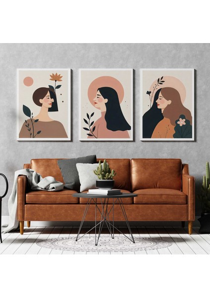 Matisse - Boho - Art Deco - Soyut - Doğa ( 3 Lü Çerçevesiz ) Poster - Afiş - Tablo KR2C00013/