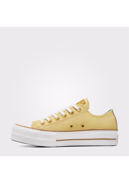 Chuck Taylor All Star Lift Platform Herringbone Stripe Kadın Sarı Sneaker modelleri